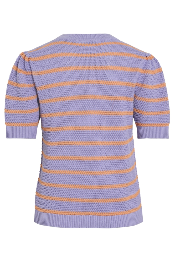 VIDALO O-NECK S/S STRIPE KNIT-NOOS 14106601 VIOLET TULIP/CADMIUM OR